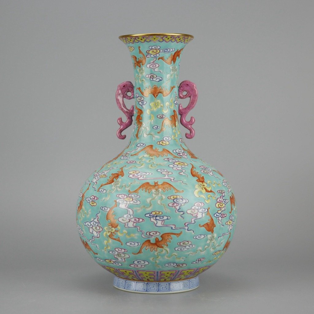 Chinese Polychrome Porcelain Bottle Vase (1 of 4)