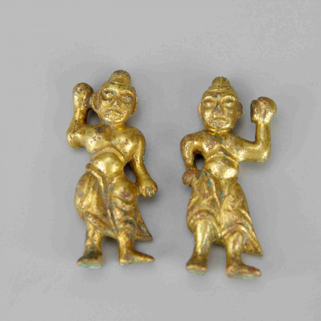 Pair of Small Chinese Gilt-Bronze Figures (1 of 2)