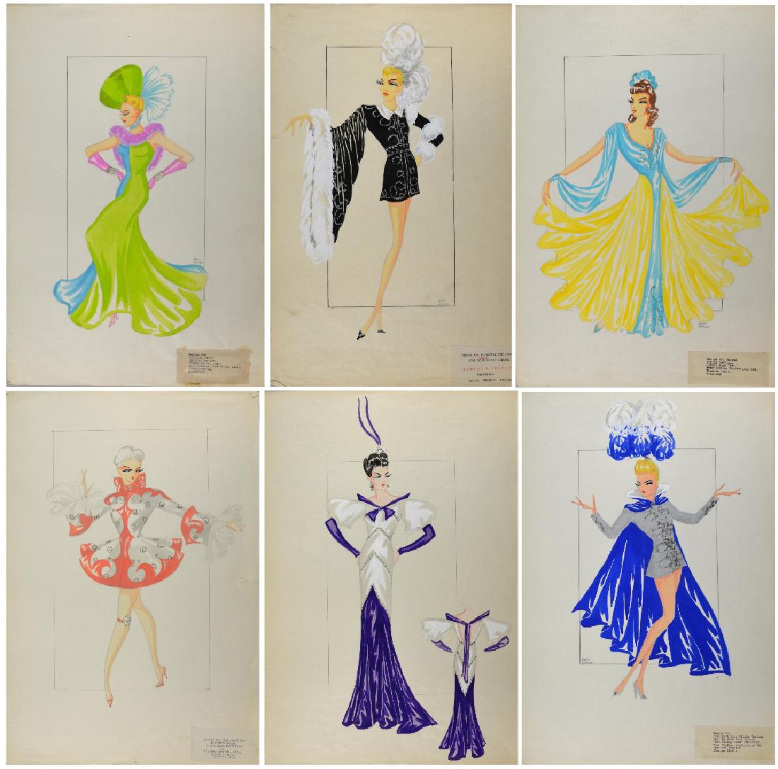 A. P. (Bert) Rayson, original Theatrical costume: A. P. (Bert) Rayson, original Theatrical costume designs, watercolour and gouache, most signed and with details of the production, O D Productions Pantomime, Gaiety Theatre, Dublin, 1940s/1950s, Versa