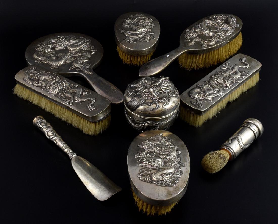 Chinese silver dressing table set, inclu (1 of 3)