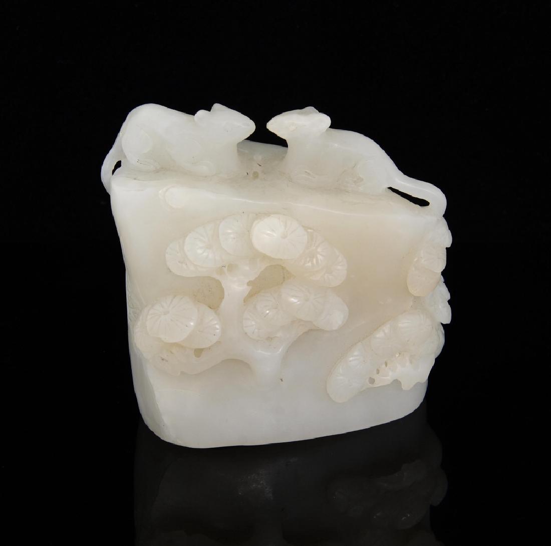 Chinese white jade carving of two rats o (1 of 2)