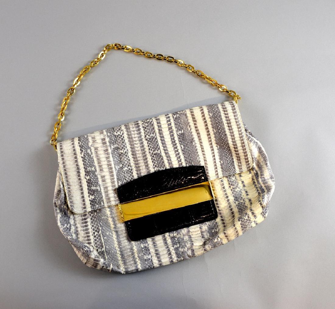 Large Jimmy Choo python leather grey han (1 of 2)