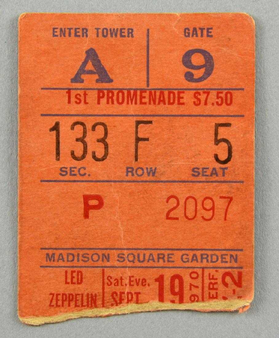 Led Zeppelin, a concert ticket for 19th: Led Zeppelin, a concert ticket for 19th September 1970 at Madison Square Gardens, New York