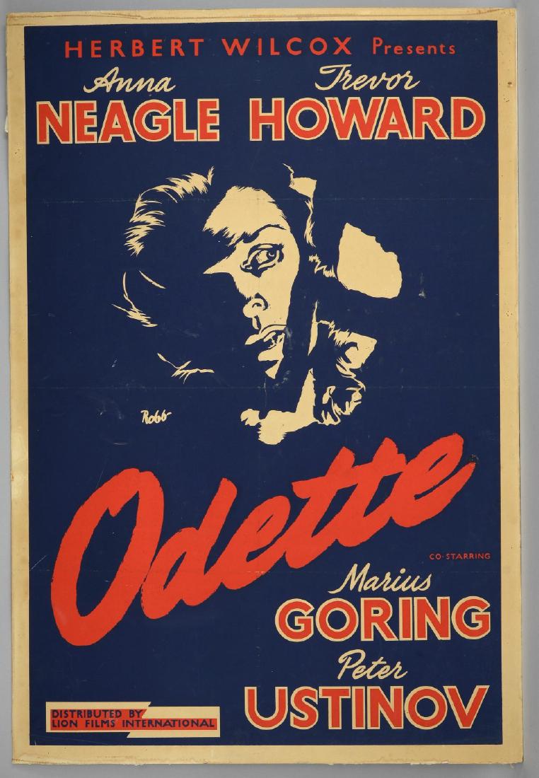 Odette (1950) UK One Sheet film poster,: Odette (1950) UK One Sheet film poster, starring Anna Neagle & Trevor Howard, Lion International, backed on card, 27 x 40 inches