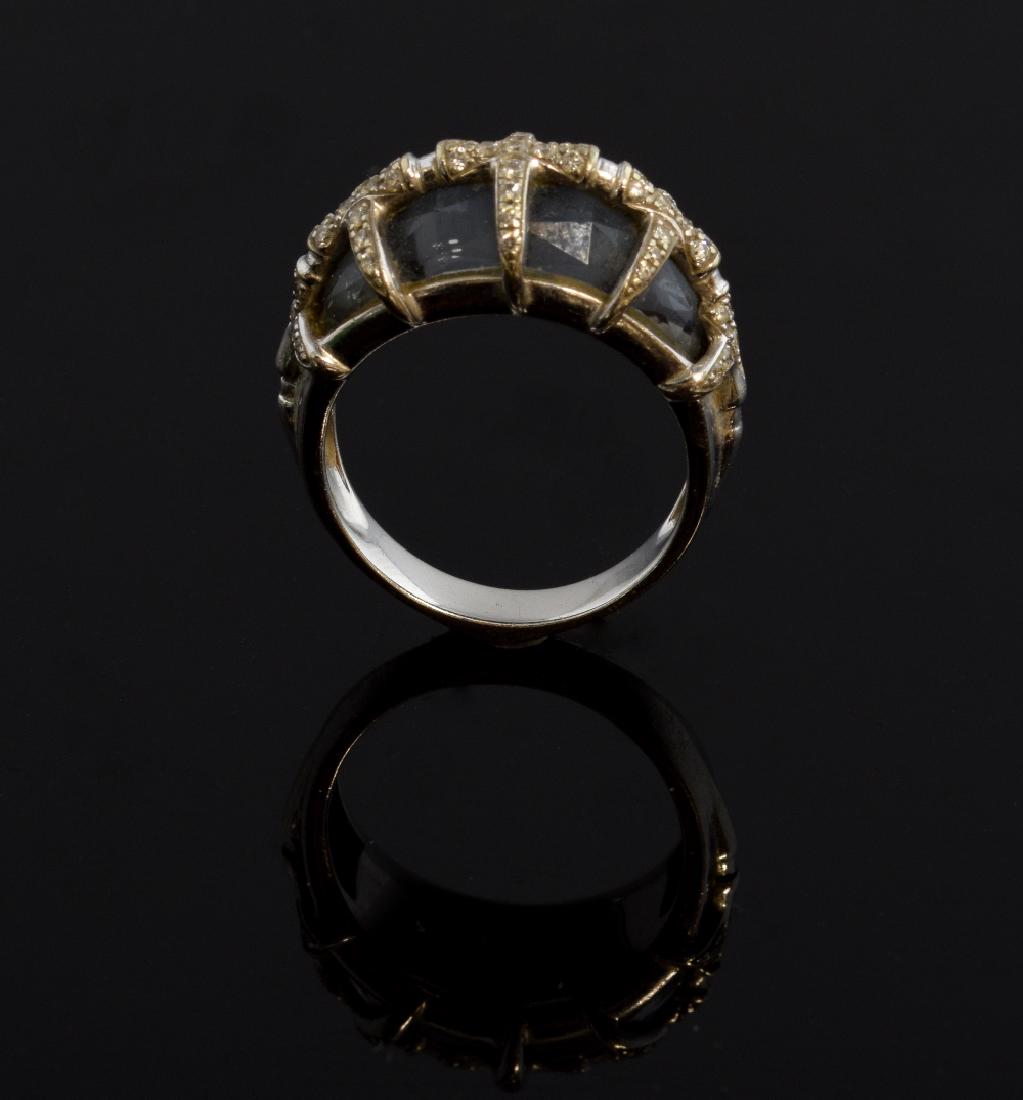 Stephen Webster hematite crystal haze and diamond: Stephen Webster hematite crystal haze and diamond dress ring, from the Jewels Verne collection in 18 ct white gold. Maker's mark 'SW', London hallmark and numbered. Ring size - O