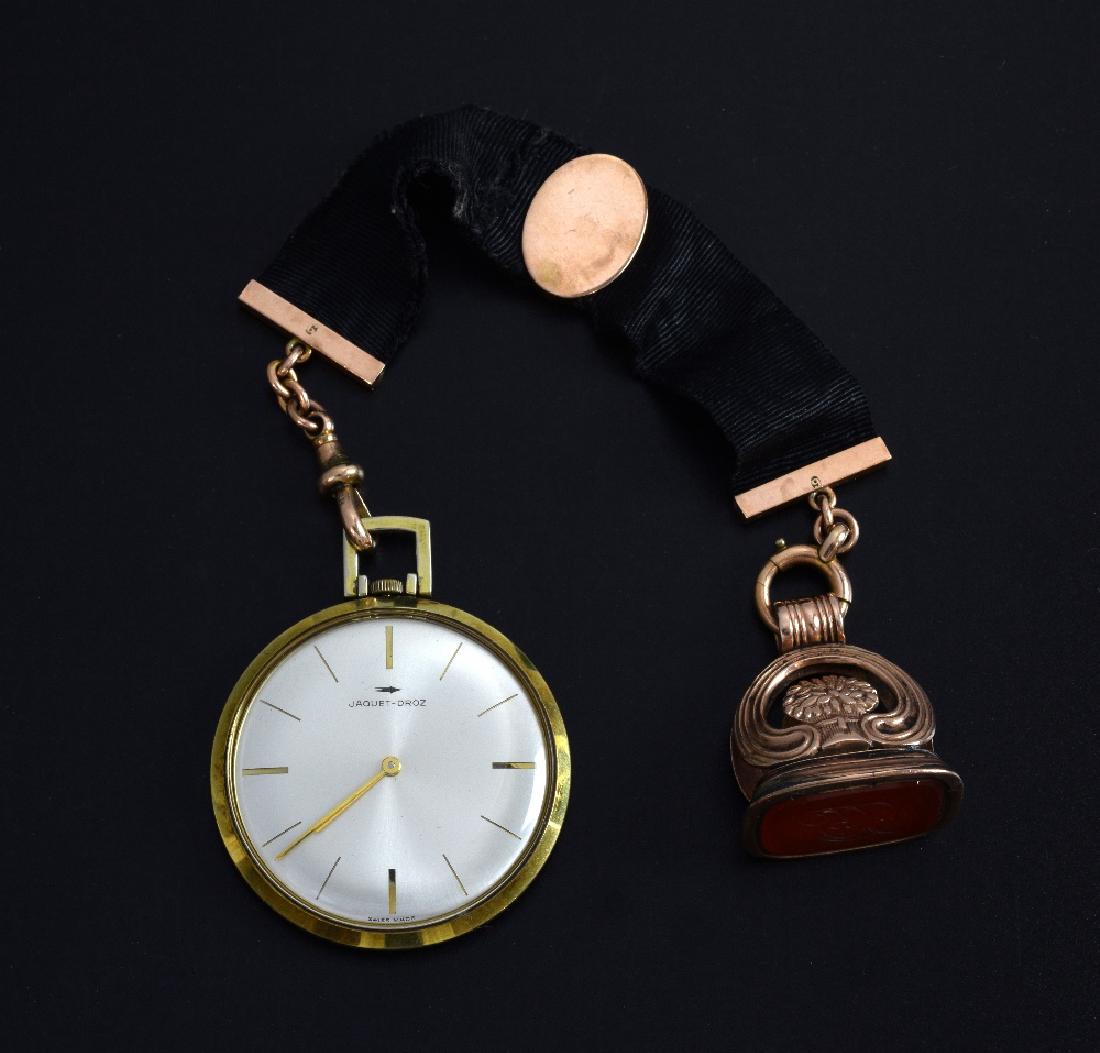 Jaquet Droz, gold plated pocket watch, with  antiq (1 of 1)