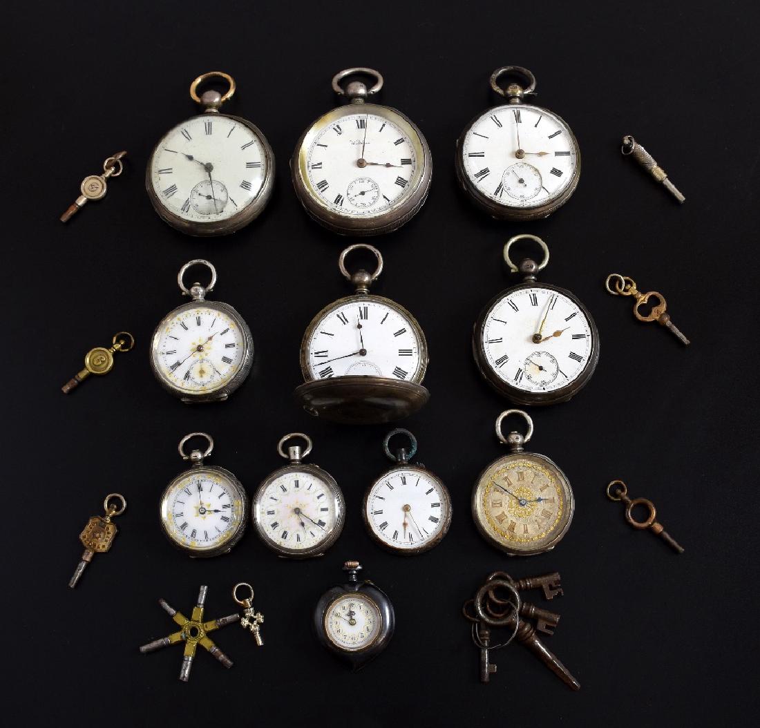 Collection of silver and white metal pocket watche (1 of 1)