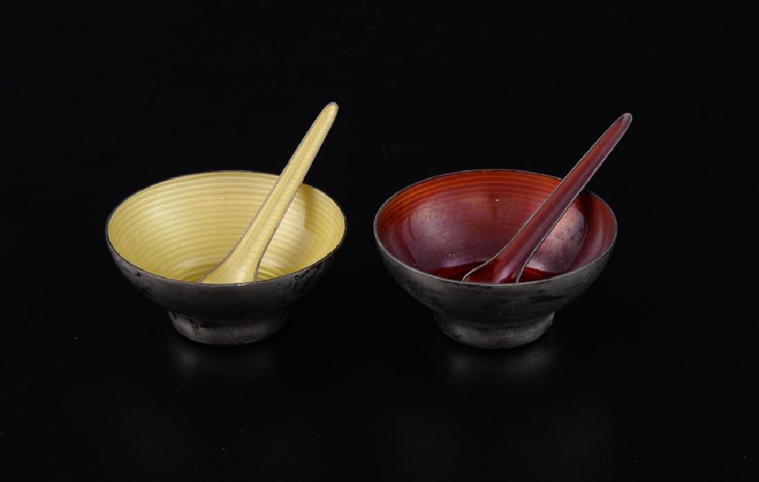 Pair of Norwegian Sterling silver and enamelled sa (1 of 1)