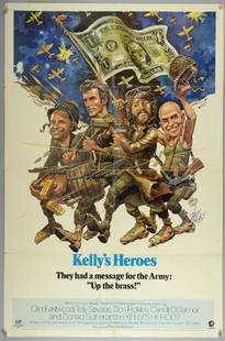 Kelly's Heroes (1970) US One Sheet film poster, ra: Kelly's Heroes (1970) US One Sheet film poster, rare Jack Davis Spirit of '76 artwork, starring Clint Eastwood, Telly Savalas, MGM, folded, 27 x 41 inches Note that this poster features great artwork