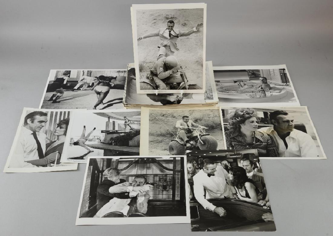 James Bond - 100+ vintage black & white front of: James Bond - 100+ vintage black & white front of house / movie stills mainly Sean Connery Diamonds Are Forever / Never Say Never Again & others, some stamped on reverse, mostly 10 x 8 inches