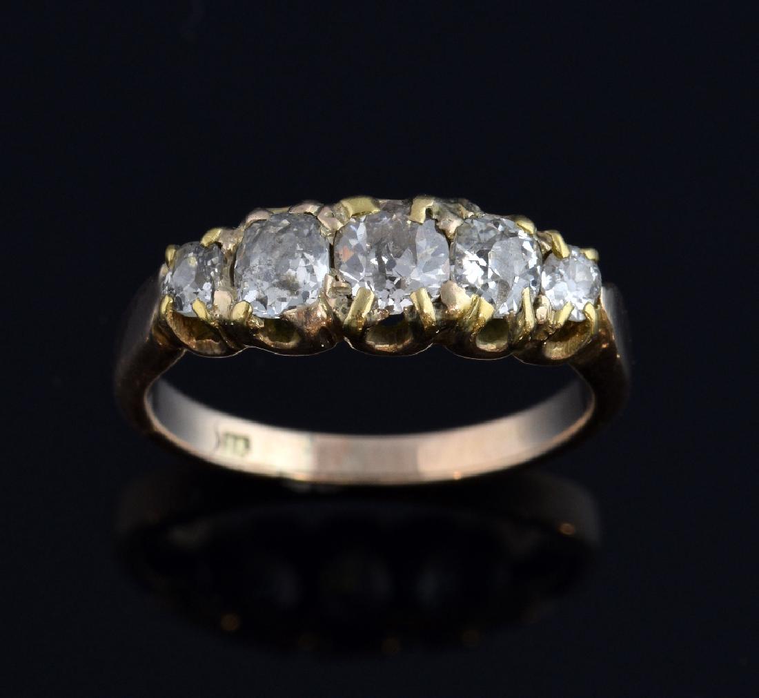 Victorian five stone diamond ring, with brilliant (1 of 1)