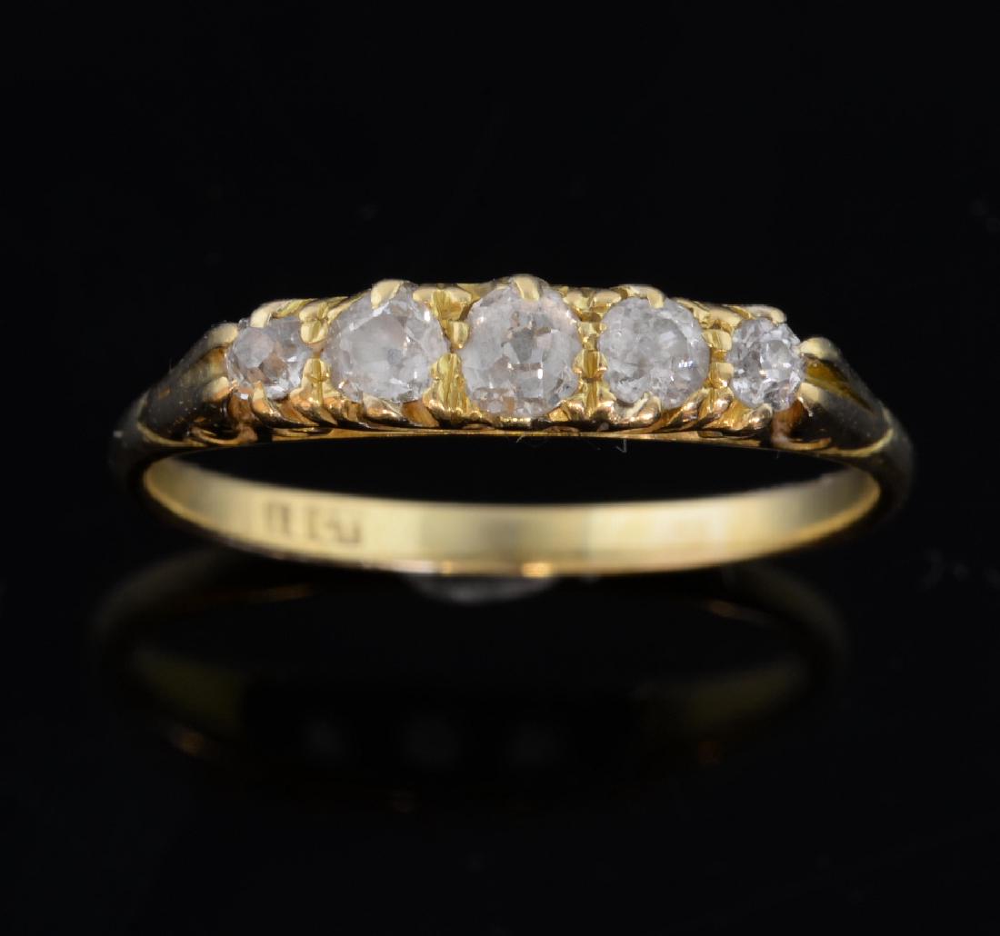 Victorian diamond set ring, five old cut stones, i (1 of 1)