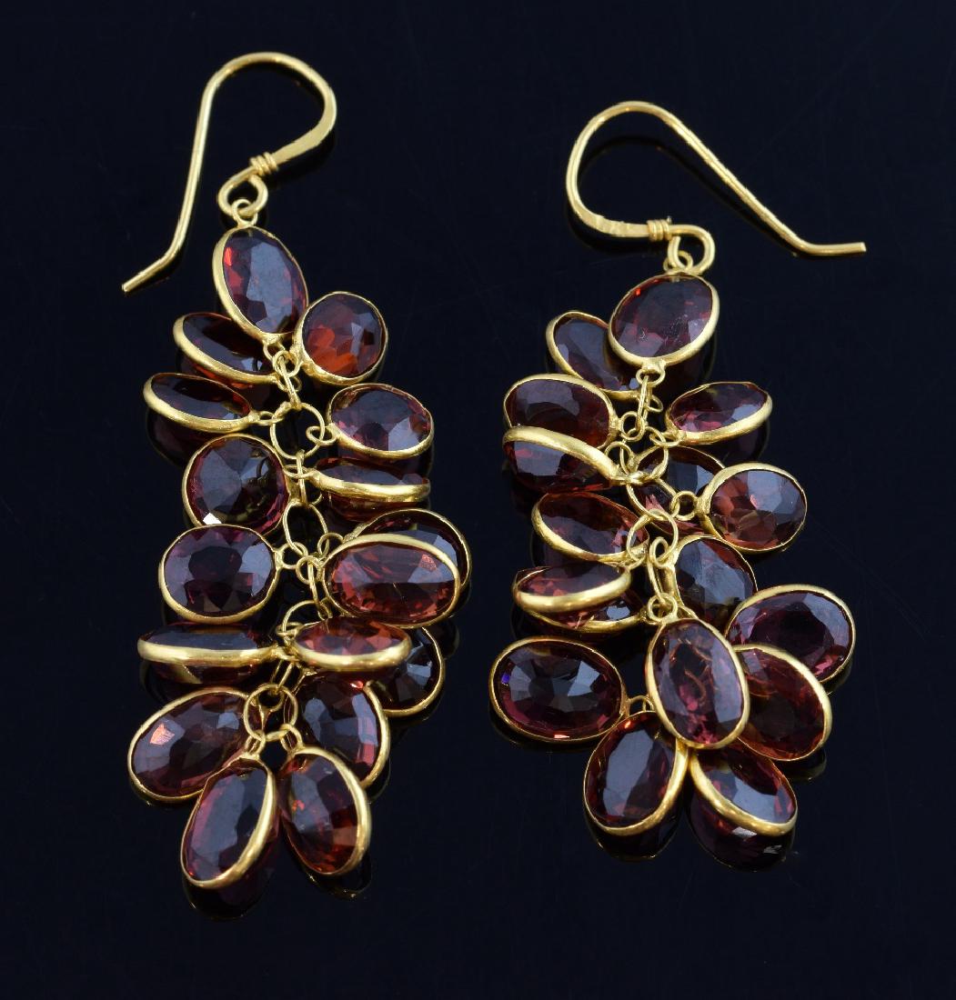 Pair of garnet cluster earrings, the oval faceted (1 of 1)