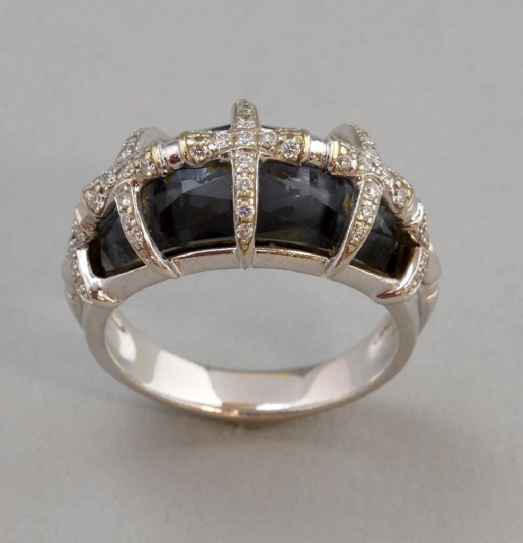 Stephen Webster quartz crystal haze and diamond d: Stephen Webster quartz crystal haze and diamond dress ring, from the Jewels Verne collection in 18 ct white gold. Maker's mark 'SW', London hallmark and numbered. Ring size - O