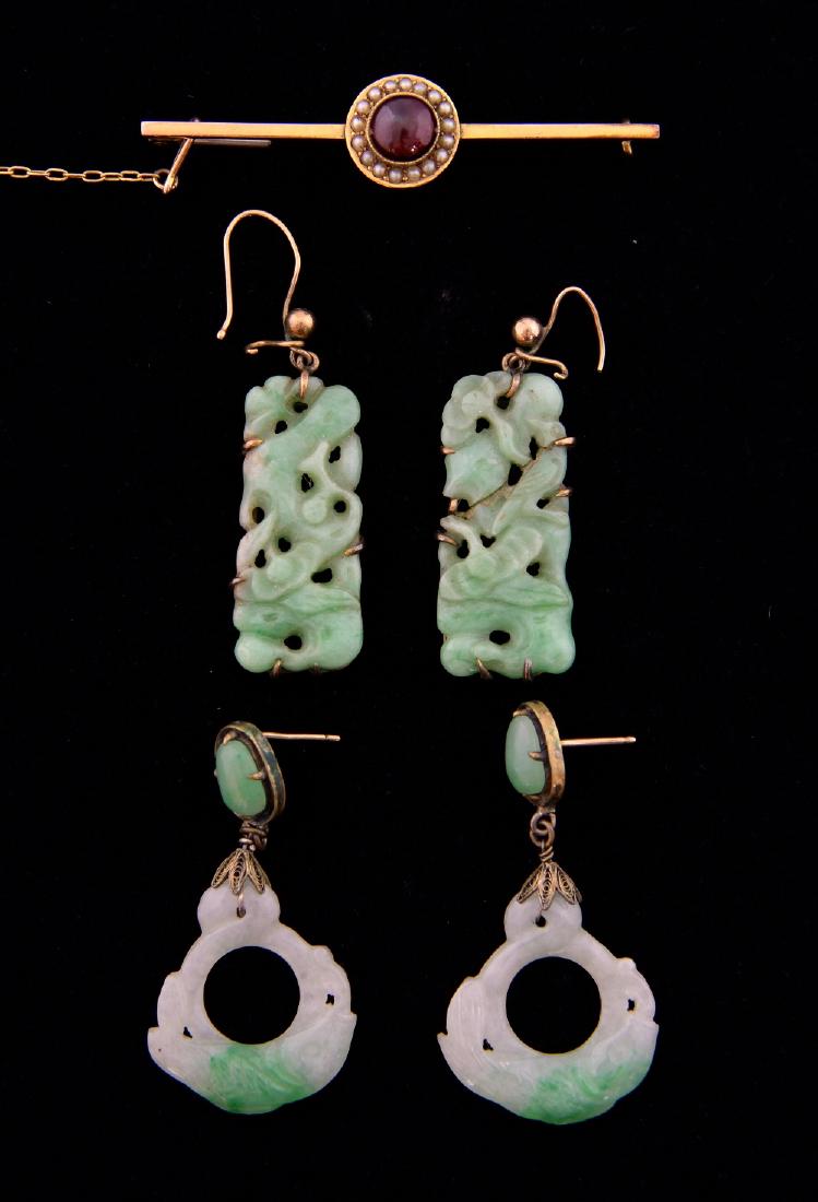 Two pairs of vintage jade earrings, one pair carve (1 of 1)