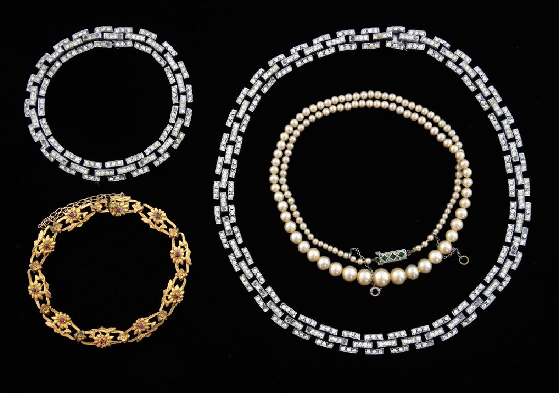 1930's to 1940's paste set necklace and bracelet, (1 of 1)