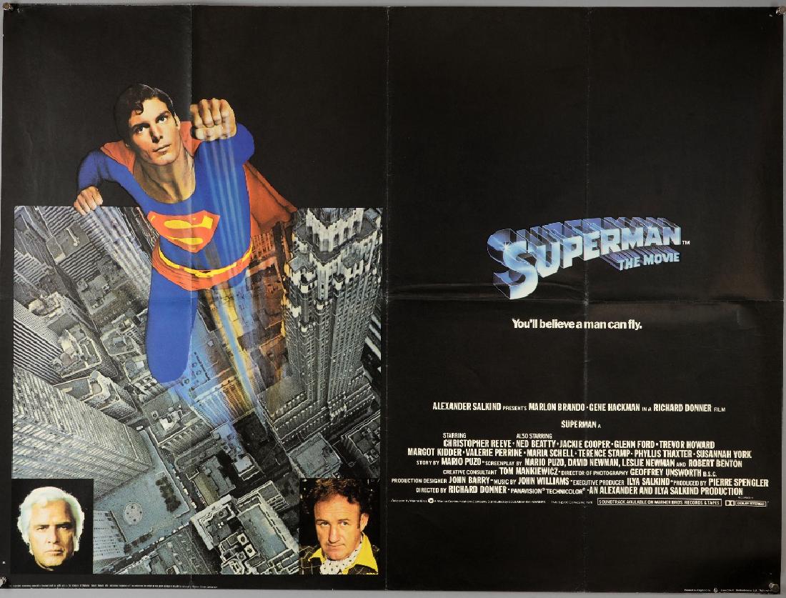 Superman (1978) British Quad film poster, starring: Superman (1978) British Quad film poster, starring Christopher Reeve with Bob Peak artwork, folded, 30 x 40 inches