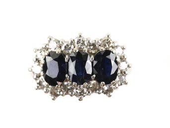 1970's sapphire and diamond dress ring, set with t