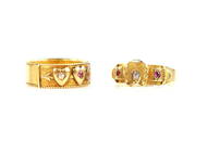 Late Victorian keepsake ring, double heart and arr