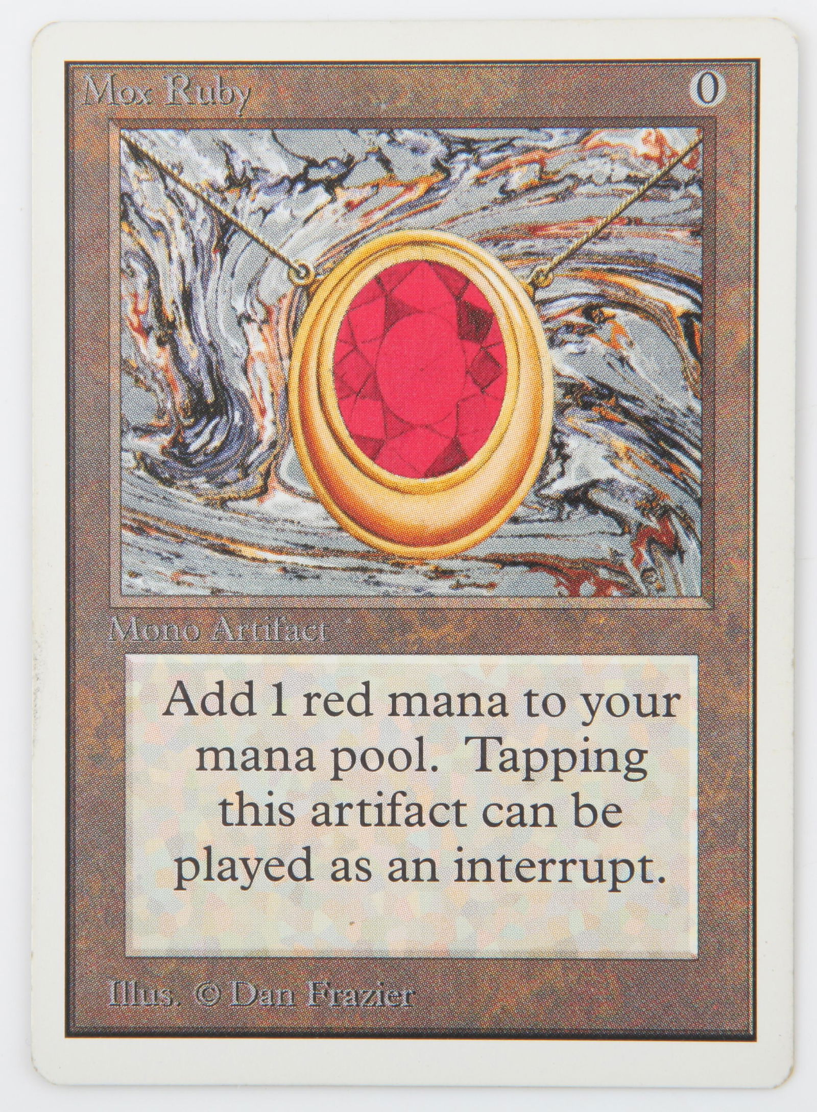 Magic The Gathering TCG Mox Ruby. Unlimited Mox Ruby card (1993). Provenance: property of a Magic (1 of 1)