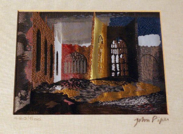 John Piper - Cash's Name Tapes 1962,: John Piper - Cash's Name Tapes 1962, Coventry Cathedral 1940, silk picture No 460 of an edition of 500, 4½" x 5½", in original frame and presentation box