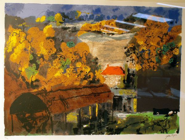 John Piper, 'Fawley Bottom Farmhouse': John Piper, 'Fawley Bottom Farmhouse', signed lmited edition print, 54/70, 17 x 23" (not seen out of frame)