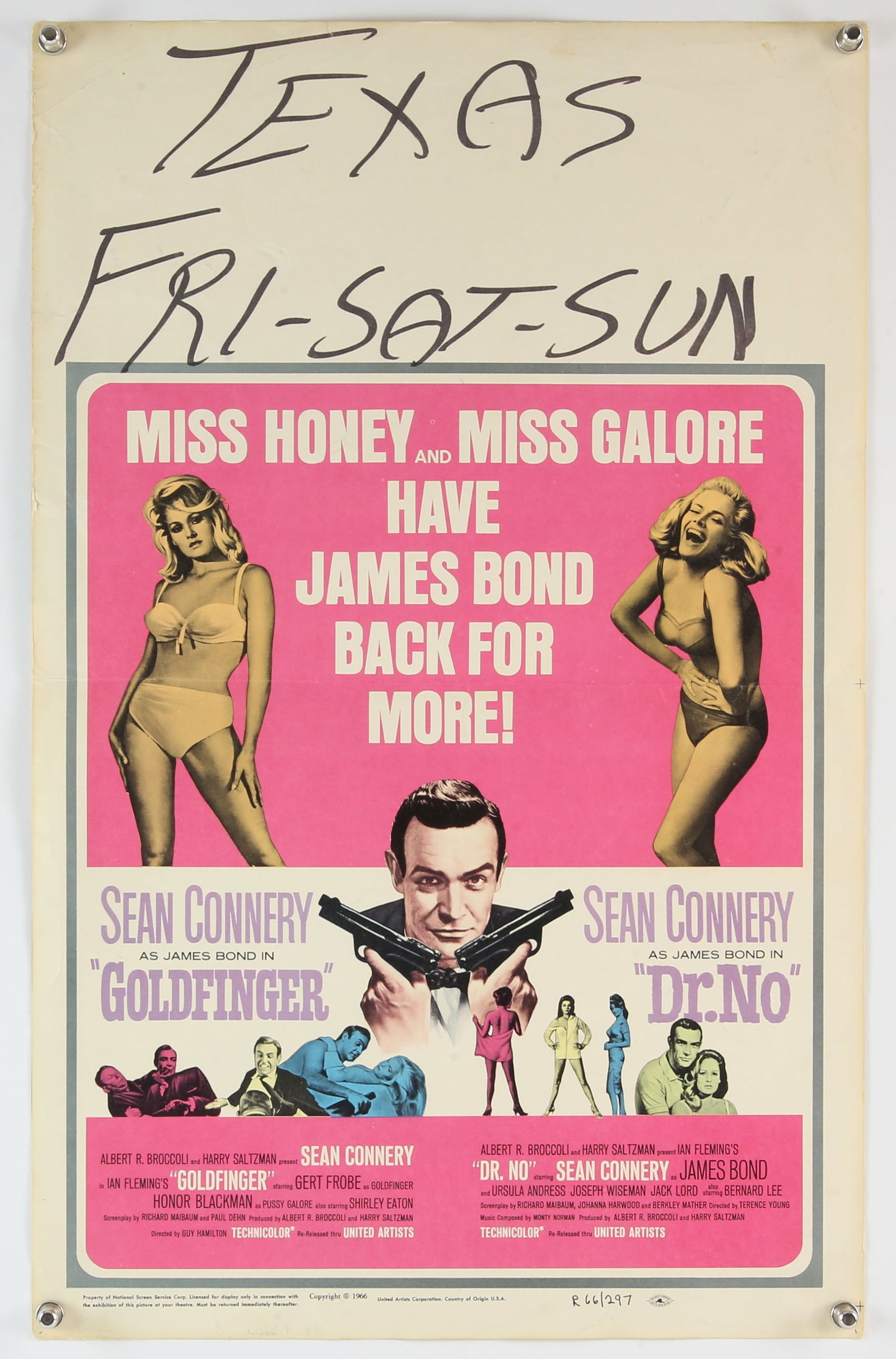 James Bond Goldfinger / Dr. No (R-1966) US Window (1 of 2)