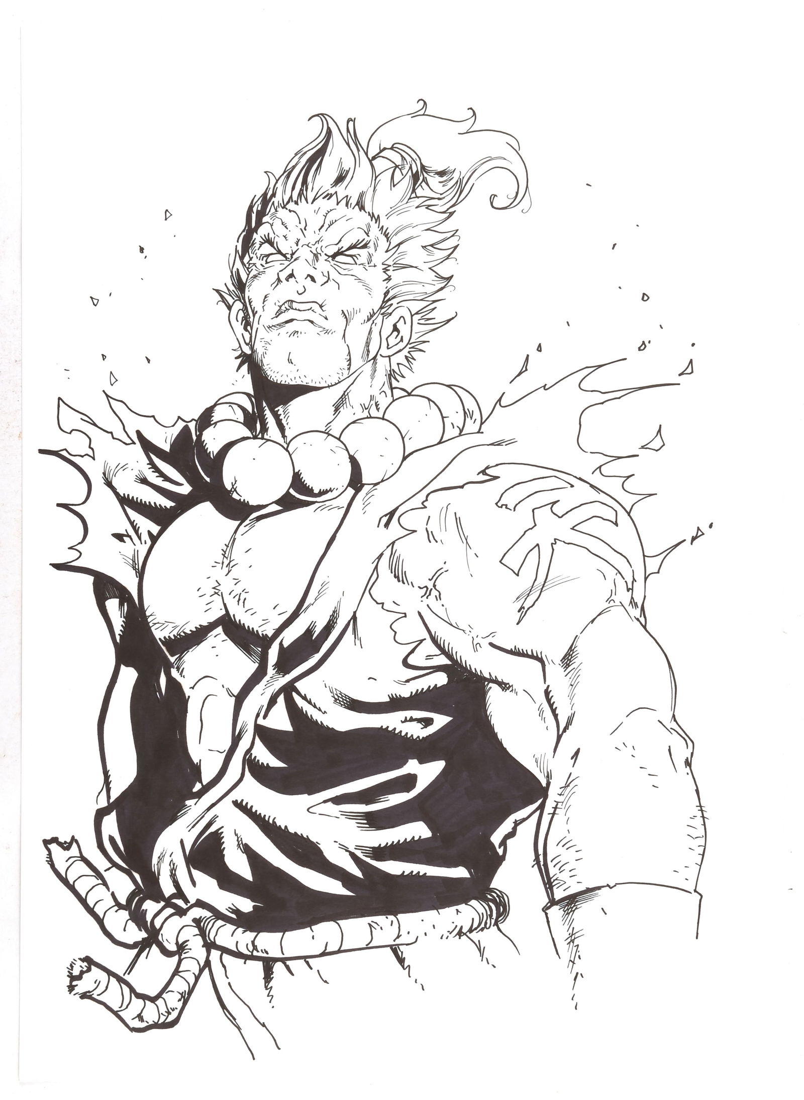 Streetfighter: Akuma - an original artwork by John: Streetfighter: Akuma - an original artwork by John Davis-Hunt (2015).Featuring an imposing portait of Akuma gazing beyond the audience.Illustrated work, ink on Bristol art card. Generally excellent co