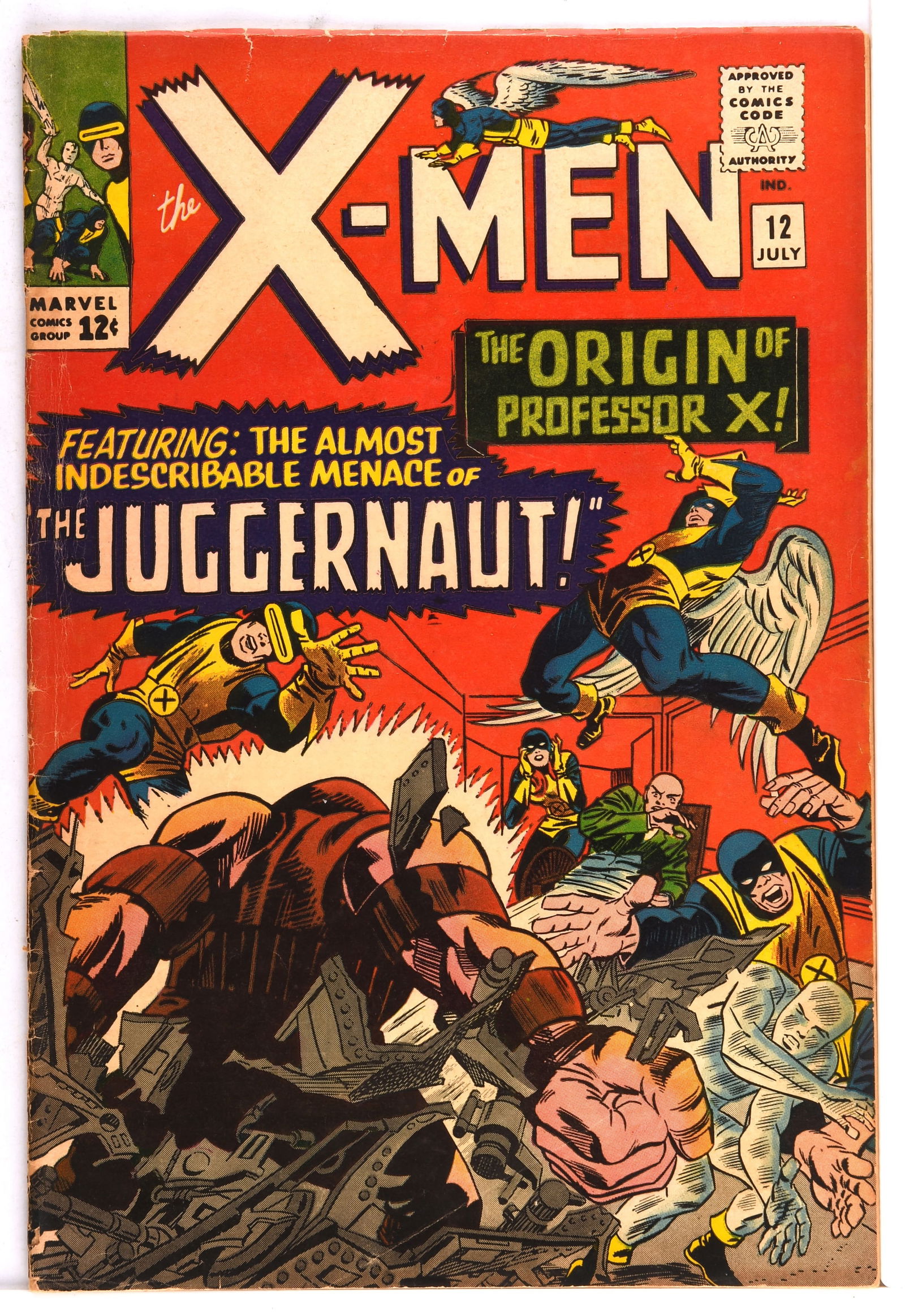 The X-Men No. 12 – 1st appearance of The Juggernau: The X-Men No. 12 – 1st appearance of The Juggernaut (Marvel Comics, 1965).1st appearance of the Juggernaut (Cain Marko). Key Marvel and X-Men 1st appearance issue.This lot features:The X-Me