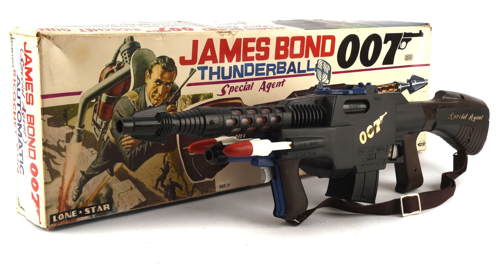 James Bond 007, Thunderball, Special Agent Ricoche: James Bond 007, Thunderball, Special Agent Ricochet gun, by Tada Japan, C.1965, distributed by Lone Star, boxed.