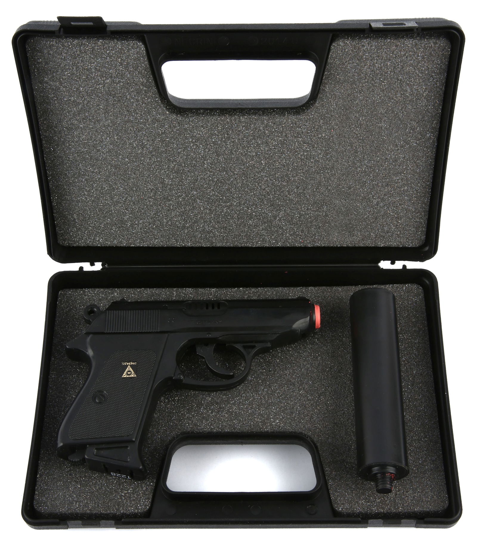 James Bond: Walther PPK Cap Gun With Suppressor Ja: James Bond: Walther PPK Cap Gun With Suppressor James Bond's Walther PPK replica toy, includes suppressor and branded black display carry case. Gun made by Lone Star Wicke. Case di