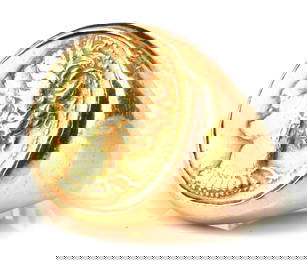Gold ring set with a gold/electrum stater coin of