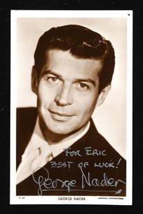 Cinema Stars: British and American,1930s-1980s.Ele: Cinema Stars: British and American,1930s-1980s.Eleven Autographed photographs and photograph postcards. To include - Gene Kelly, Rosalind Russell signed and dated 1959; Loretta Young dedicated to Eric