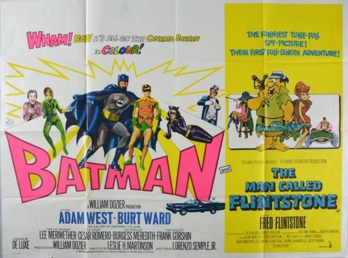 Batman / The Man Called Flintstone (1966), British Quad: Batman / The Man Called Flintstone (1966), British Quad film poster, artwork by Tom Chantrell,