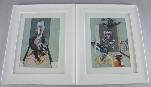 Two Francis Bacon lithographs, framed, each 11 x 8in.: Two Francis Bacon lithographs, framed, each 11 x 8in. (28 x 20cm)