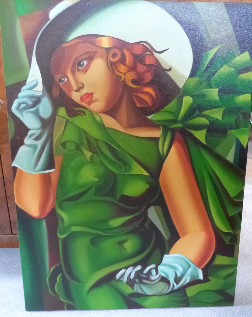 After Tamara de Lempicka - Young woman with gloves,: After Tamara de Lempicka - Young woman with gloves, acrylic on canvas, 80 x 59cm