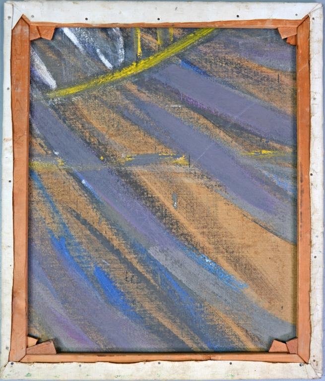 § Francis Bacon, 1909-1992, oil on canvas, part of a pa: § Francis Bacon, 1909-1992, oil on canvas, part of a painting circa 1953/4, painted as a study for a Francis Bacon Pope portrait. The canvas shows the a typical yellow and white edge of a chair from 