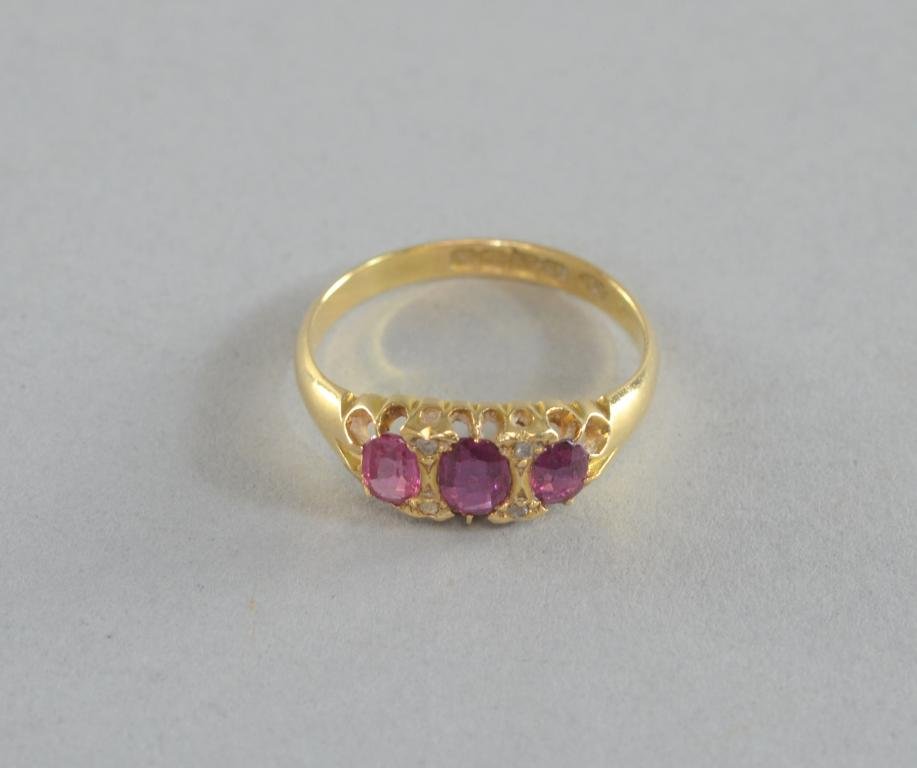 Edwardian ruby and rose cut diamond ring. hallmarked: Edwardian ruby and rose cut diamond ring. hallmarked 18ct. gold circa 1904