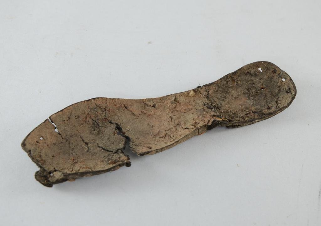Sole of a Roman sandal, found during the re-building of: Sole of a Roman sandal, found during the re-building of Westminster Bank head office 1932 NOTE; Client is said to have had this authenticated by the British Museum some years ago