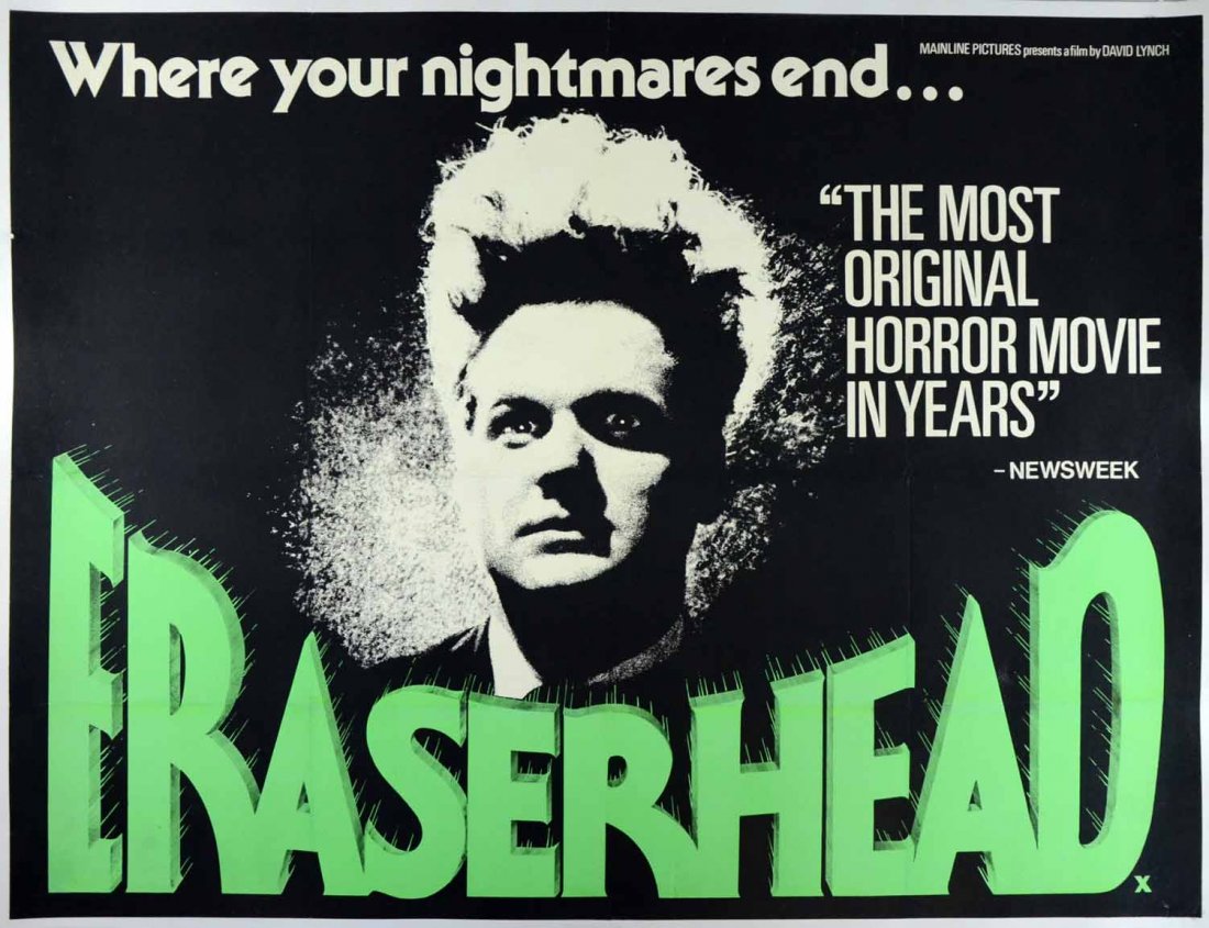 Eraserhead (1977) British Quad film poster, Horror film: Eraserhead (1977) British Quad film poster, Horror film by David Lynch, linen backed, A