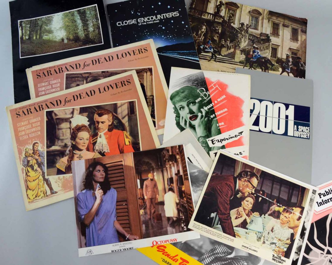 Collection of 62 items including 5 lobby cards & a 16: Collection of 62 items including 5 lobby cards & a 16 page full colour Campaign book for Ealing Studios "Saraband for Dead Lovers" (1948), other campaign books include "2001: A Space Odyssey", "Experi