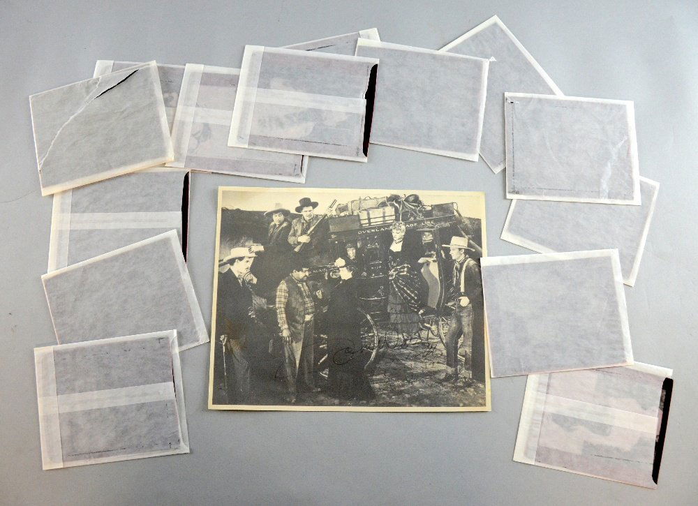 Stagecoach (1939) a 10"x 8" still from the John Ford: Stagecoach (1939) a 10"x 8" still from the John Ford Western starring John Wayne plus 14 on set photographic transparencies, 4"x 5"