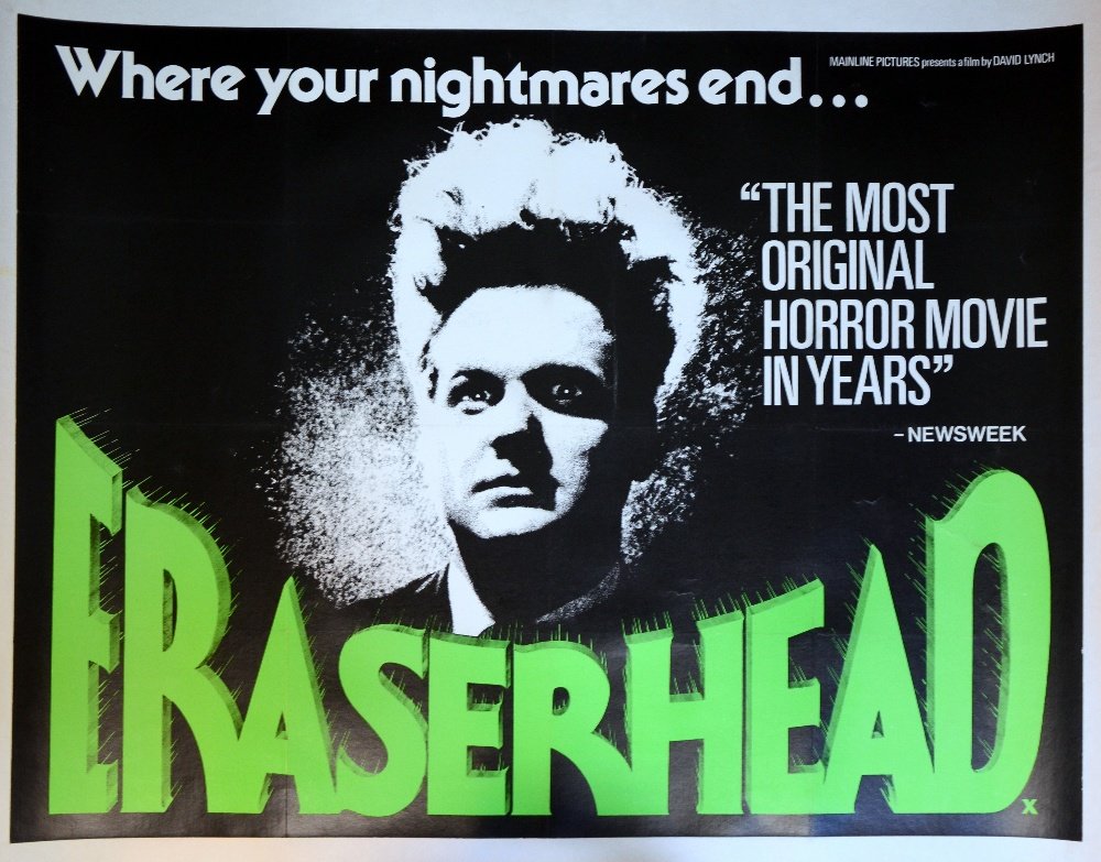 Eraserhead (1977) British Quad film poster, Horror film: Eraserhead (1977) British Quad film poster, Horror film by David Lynch, originally folded, linen backed
