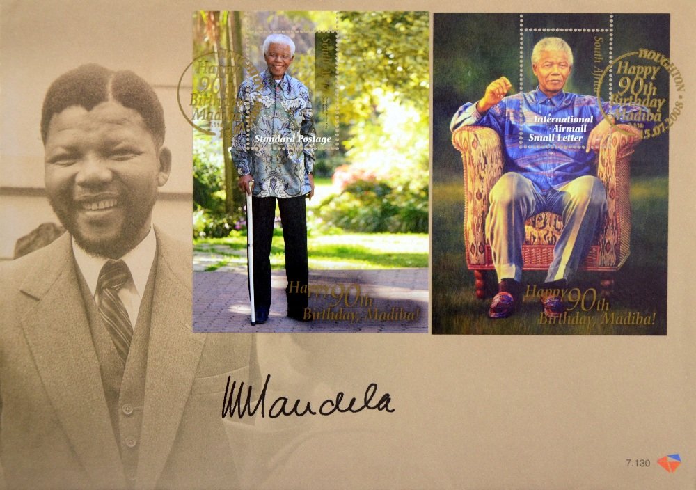 Nelson Mandela (1918-2013) President of South Africa: Nelson Mandela (1918-2013) President of South Africa 1994-99, Nobel Peace Prize winner, 1993, a signed First Day Cover celebrating the 90th birthday of Nelson Mandela, signed to the clear area in blac