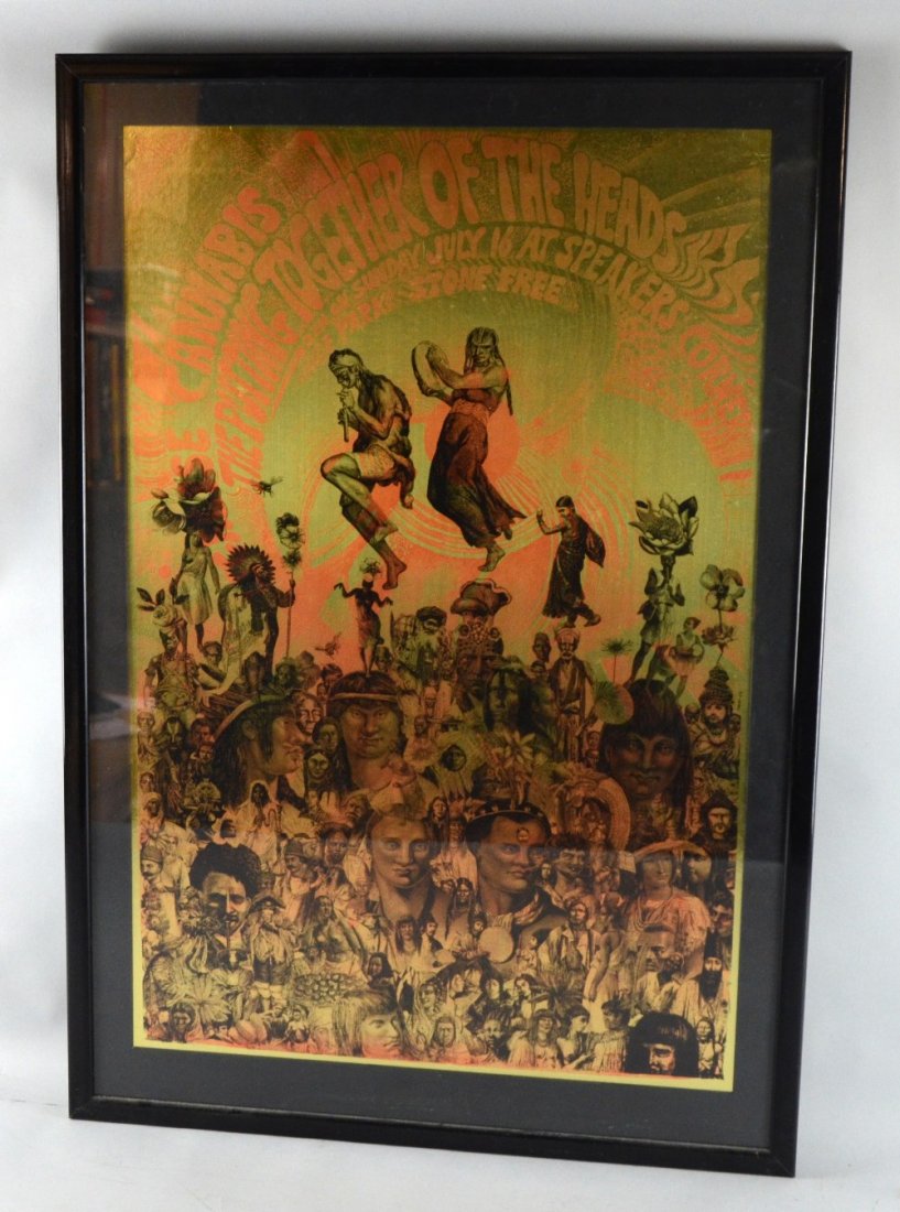 Legalise Cannabis metallic poster by Martin Sharp,: Legalise Cannabis metallic poster by Martin Sharp, circa 1967, glazed & framed 29 x 19in. (74 x 48cm)