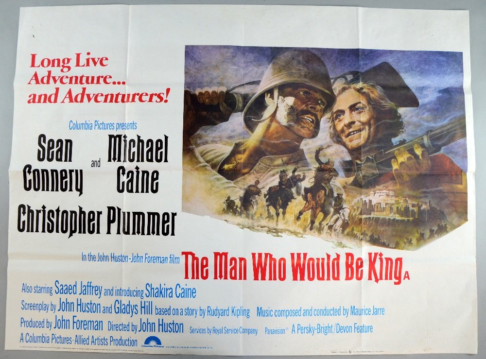 The Man Who Would Be King (1975) British Quad film: The Man Who Would Be King (1975) British Quad film poster, starring Sean Connery & Michael Caine, artwork by Tom Jung, folded, A-