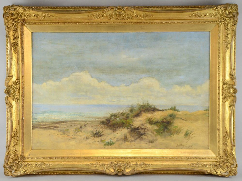 William Langley, beach scene, signed, oil on canvas: William Langley, beach scene, signed, oil on canvas 19Â½ x 29Â½in. (48 x 74cm)