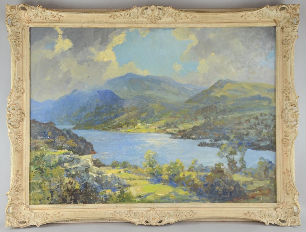 W. Eric Thorp, The Lake District, oil on board, signed: W. Eric Thorp, The Lake District, oil on board, signed 25 x 35in. (64 x 89cm)