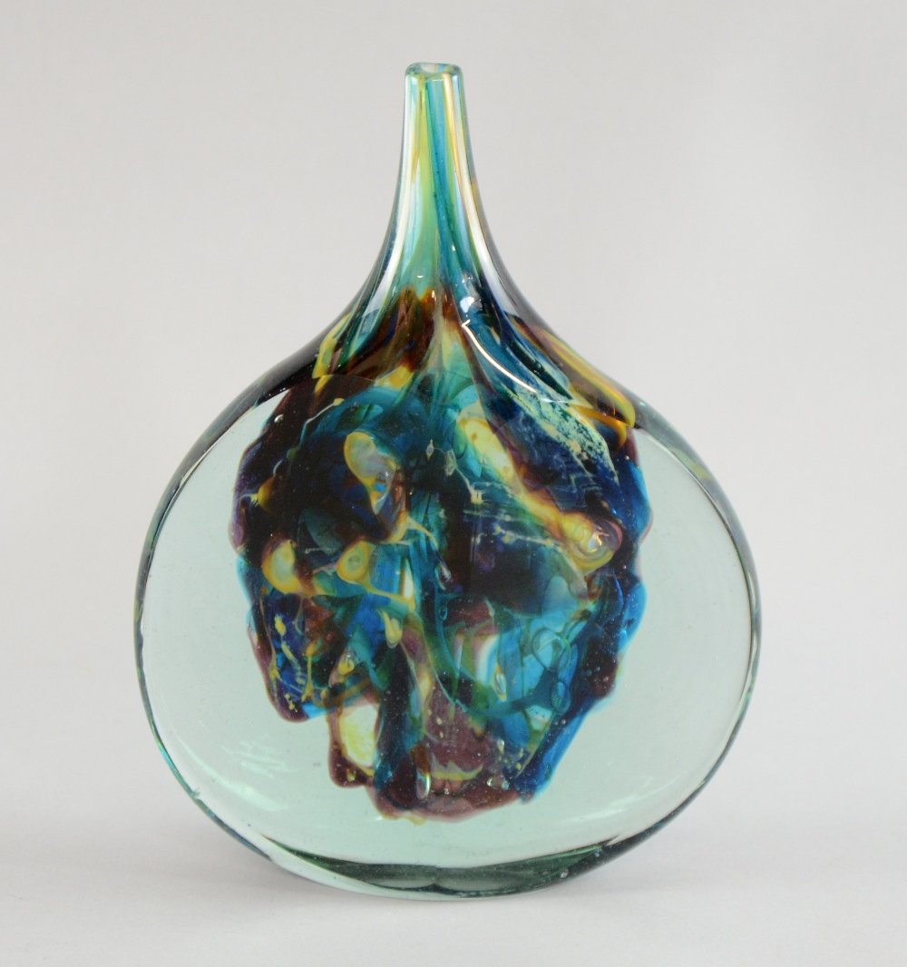 Michael Harris , Mdina glass 'cut Ice' fish vase signed