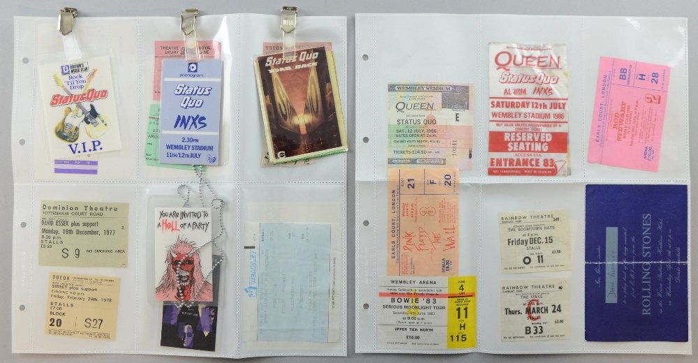 35 pop concert tickets & guest passes inc Pink Floyd: 35 pop concert tickets & guest passes inc Pink Floyd The Wall, Genesis, The Kinks (1977), David Bowie, Status Quo, Rolling Stones, Rod Stewart, Uriah Heep, Prince and the Revolution, Fleetwood Mac, Gu